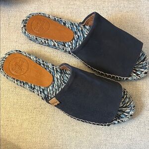 NWOB Toni Pons Navy Suede  Rita Espadrille Slides 6.5